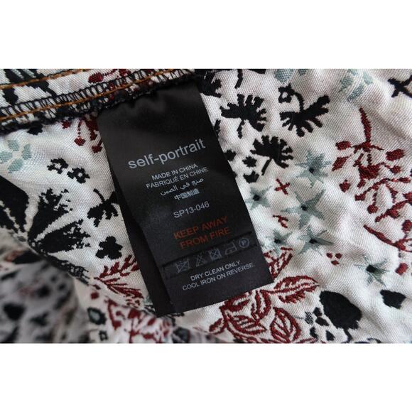 Self Portrait Black Multi Floral Jacquard Mini Dress Cutout Fit & Flare Size 6 - Picture 9 of 15